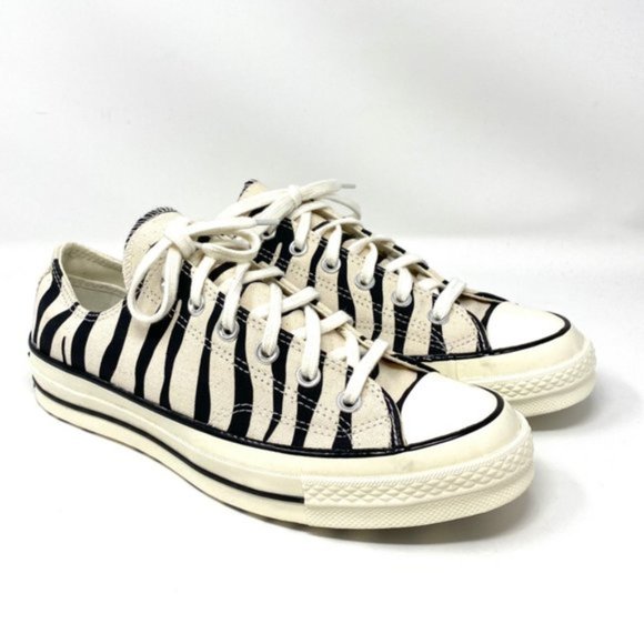 Converse Chuck 70 Low Black Zebra Stripes Black Beige Shoes Men's Size 167811C - Picture 4 of 8